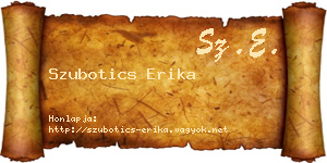 Szubotics Erika névjegykártya